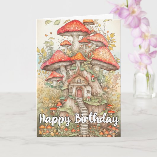 Unieke Mushroom Forest Village illustratie Kaart (Orchidee)