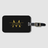 Unieke naam bagagelabel met modern monogram (Voorkant (horizontaal))