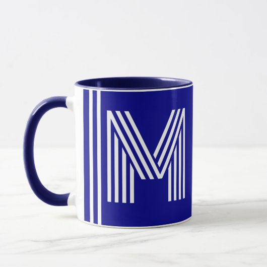 Unieke naam en Initiaal | Beste Navy Blue Monogram Mok (Links)