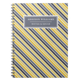 Unieke naam Gele grijze streep Aangepast Notitieboek
