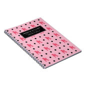 Unieke naam Girly Pink Black Poodles Pattern Notitieboek (Rechterzijde)