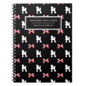 Unieke naam Girly Pink Ribbons Poodles Pattern Notitieboek (Voorkant)
