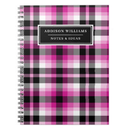 Unieke naam Hot Pink Black Play Patroon Notitieboek