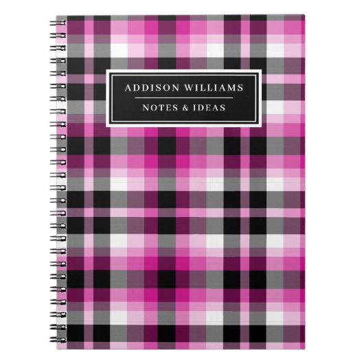 Unieke naam Hot Pink Black Play Patroon Notitieboek (Voorkant)