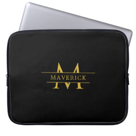 Unieke naam laptophoes met modern monogram laptop sleeve