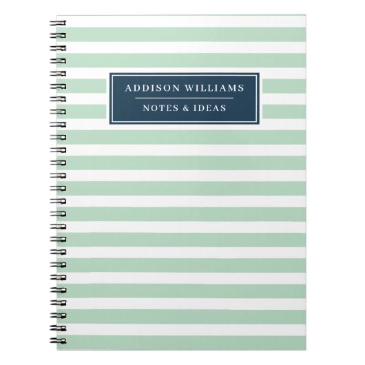Unieke naam Mint Green White Stippen Aangepast Notitieboek (Voorkant)