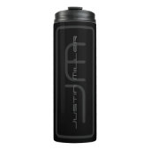 Unieke naam & Monogram | Donkergrijs en zwart Thermosbeker (Voorkant)