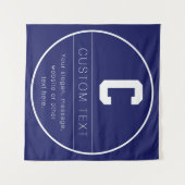 Unieke naam & monogram sjabloon | Donkerblauw Wandkleed (Voorkant (horizontaal))