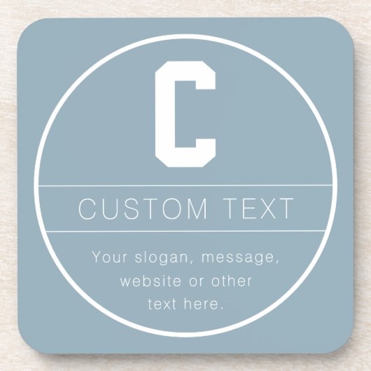 Unieke naam & Monogram Sjabloon | Dusty Blue Bier Onderzetter (Voorkant)