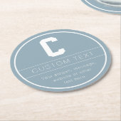 Unieke naam & Monogram Sjabloon | Dusty Blue Ronde Kartonnen Onderzetter (Gebogen)