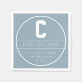 Unieke naam & Monogram Sjabloon | Dusty Blue Servet (Voorkant)