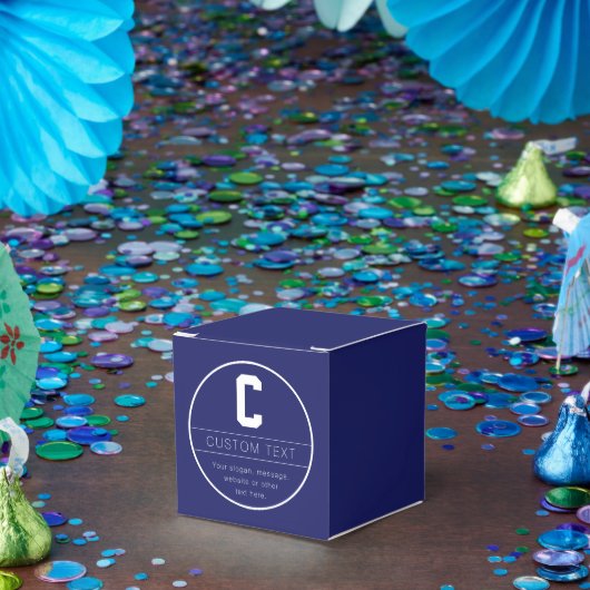 Unieke naam & Monogram Sjabloon | Marine Blauw Bedankdoosjes (Feest)