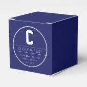 Unieke naam & Monogram Sjabloon | Marine Blauw Bedankdoosjes (Voorkant Zijde)