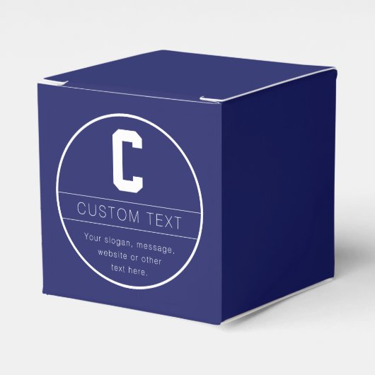 Unieke naam & Monogram Sjabloon | Marine Blauw Bedankdoosjes (Voorkant Zijde)