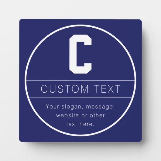 Unieke naam & Monogram Sjabloon | Marine Blauw Fotoplaat (Voorkant)