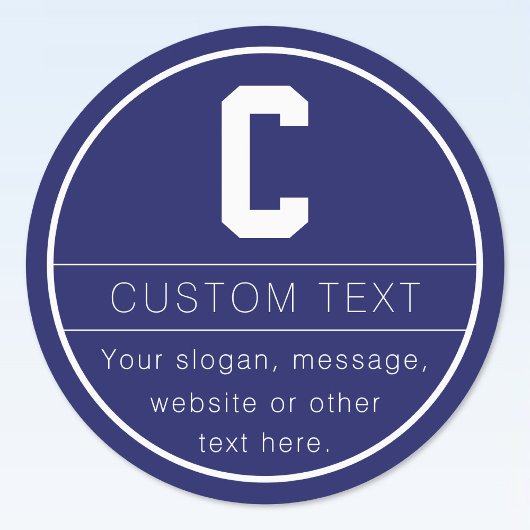 Unieke naam & Monogram Sjabloon | Marine Blauw Labels