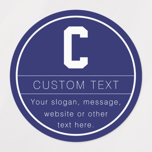 Unieke naam & Monogram Sjabloon | Marine Blauw Labels (Design 2)