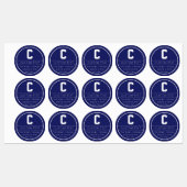 Unieke naam & Monogram Sjabloon | Marine Blauw Labels (Vel)