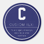 Unieke naam & Monogram Sjabloon | Marine Blauw Magneet (Voorkant)