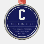 Unieke naam & Monogram Sjabloon | Marine Blauw Metalen Ornament (Voorkant)