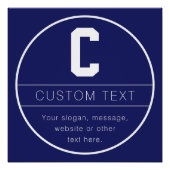 Unieke naam & Monogram Sjabloon | Marine Blauw Perfect Poster (Voorkant)