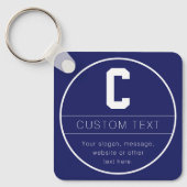 Unieke naam & Monogram Sjabloon | Marine Blauw Sleutelhanger (Voorkant)