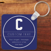 Unieke naam & Monogram Sjabloon | Marine Blauw Sleutelhanger (Achterkant)