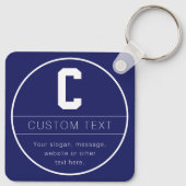 Unieke naam & Monogram Sjabloon | Marine Blauw Sleutelhanger (Achterkant)