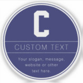 Unieke naam & Monogram Sjabloon | Marine Blauw Sticker (Voorkant)