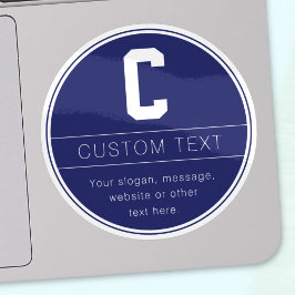 Unieke naam & Monogram Sjabloon | Marine Blauw Sticker