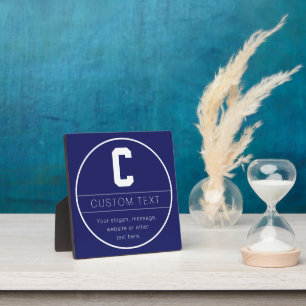 Unieke naam & monogram sjabloon   Marineblauw Fotoplaat