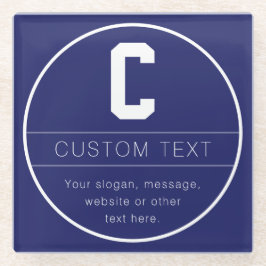 Unieke naam & monogram sjabloon | Marineblauw Glazen Onderzetter