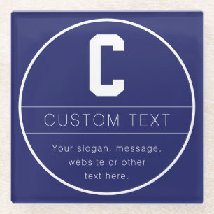 Unieke naam & monogram sjabloon   Marineblauw Glazen Onderzetter