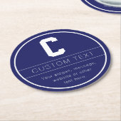 Unieke naam & monogram sjabloon | Marineblauw Ronde Kartonnen Onderzetter (Gebogen)