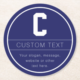 Unieke naam & monogram sjabloon | Marineblauw Ronde Kartonnen Onderzetter