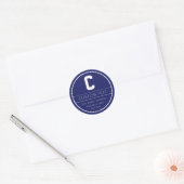 Unieke naam & monogram sjabloon | Marineblauw Ronde Sticker (Envelop)