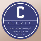 Unieke naam & monogram sjabloon | Marineblauw Ronde Sticker