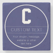 Unieke naam & monogram sjabloon | Marineblauw Stenen Onderzetter (Voorkant)