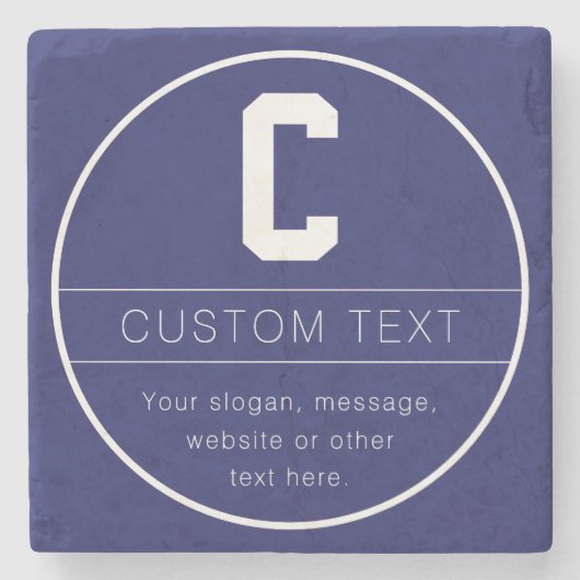 Unieke naam & monogram sjabloon | Marineblauw Stenen Onderzetter (Voorkant)