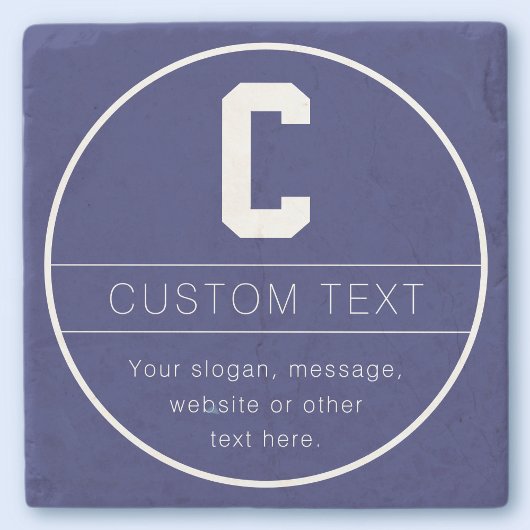 Unieke naam & monogram sjabloon | Marineblauw Stenen Onderzetter