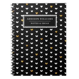 Unieke naam Valentijnsdag Gold Heart Pattern Notitieboek