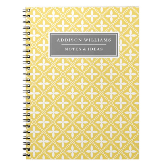 Unieke naam Yellow Grey Floral Journal Notitieboek (Voorkant)