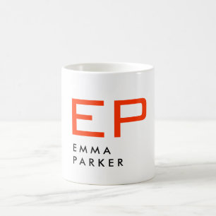 Unieke naam Zwart Wit Trendy Rood Monogram Koffiemok