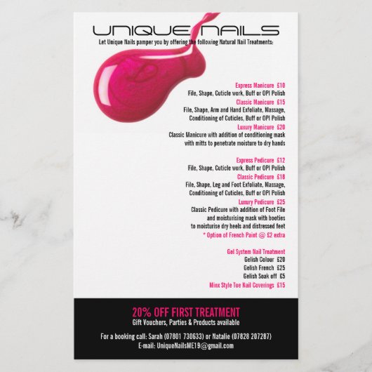 Unieke Nails Salon Flyer (Voorkant)