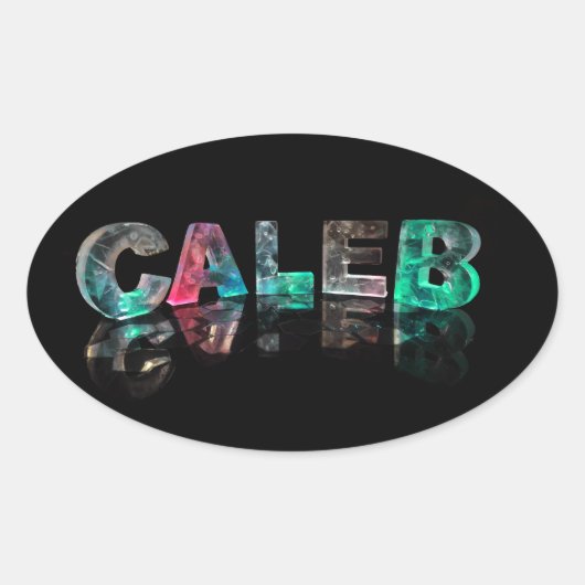 Unieke Namen - Caleb in 3D Lichten Ovale Sticker (Voorkant)