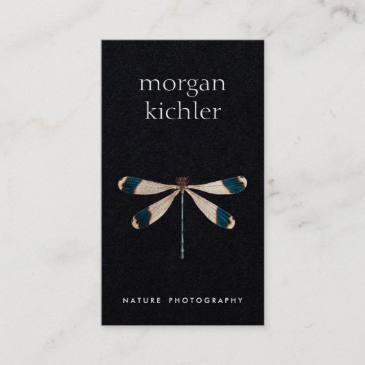 Unieke Natuur Dragonfly Professional Black Visitekaartje (Voorkant)