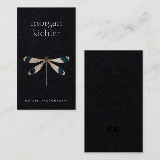 Unieke Natuur Dragonfly Professional Black Visitekaartje (Voorkant / Achterkant)