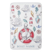 Unieke Nautical Personalized Boat van de Waterverf Badmat (Voorkant Verticaal)