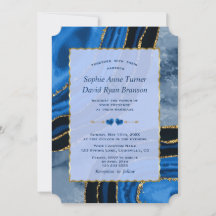 Unieke Navy Blauwe Agate Gouden Marmeren Trouw