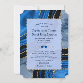 Unieke Navy Blauwe Agate Gouden Marmeren Trouw Kaart